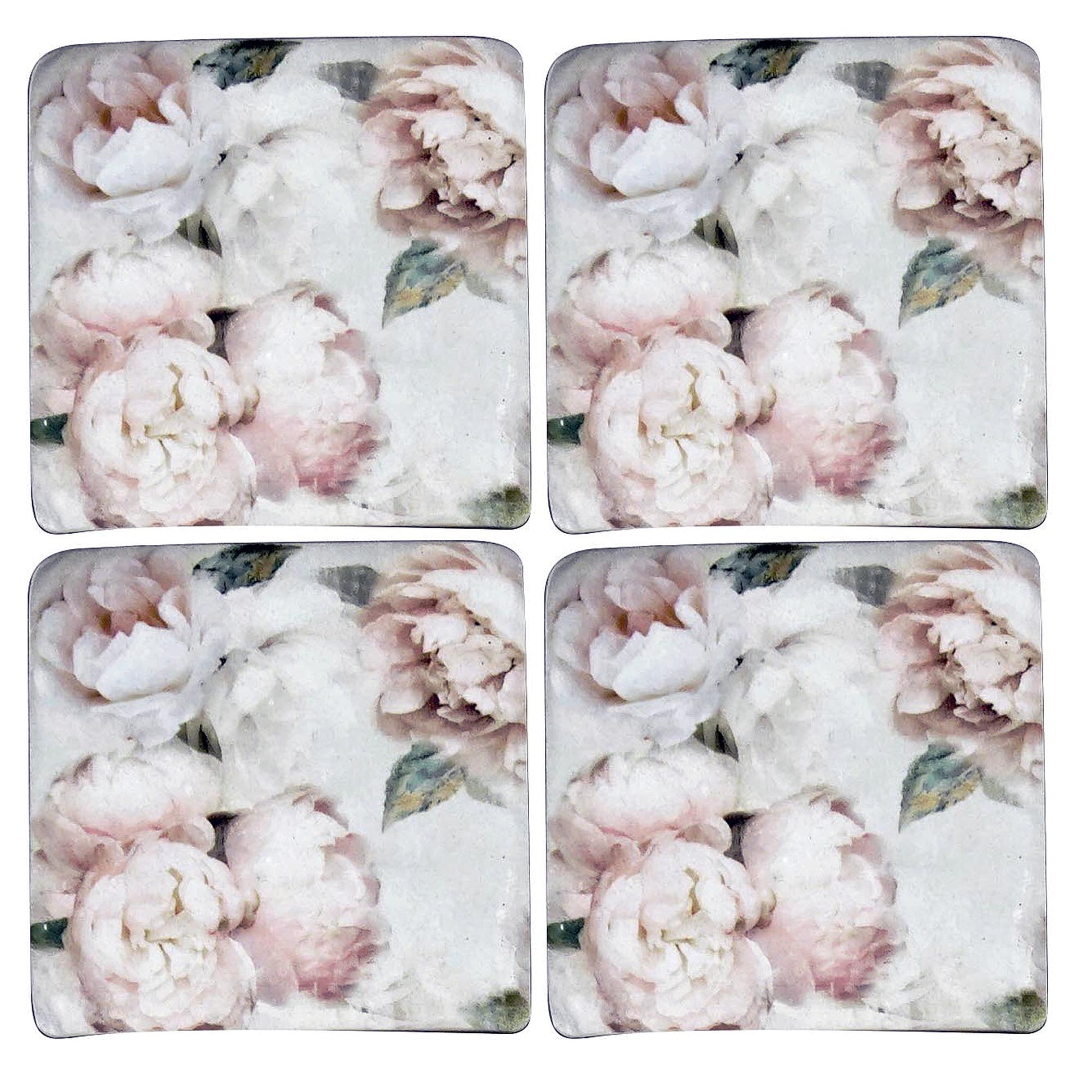S/4 Vintage Roses Resin Coasters 10x10cm 10x10 cm