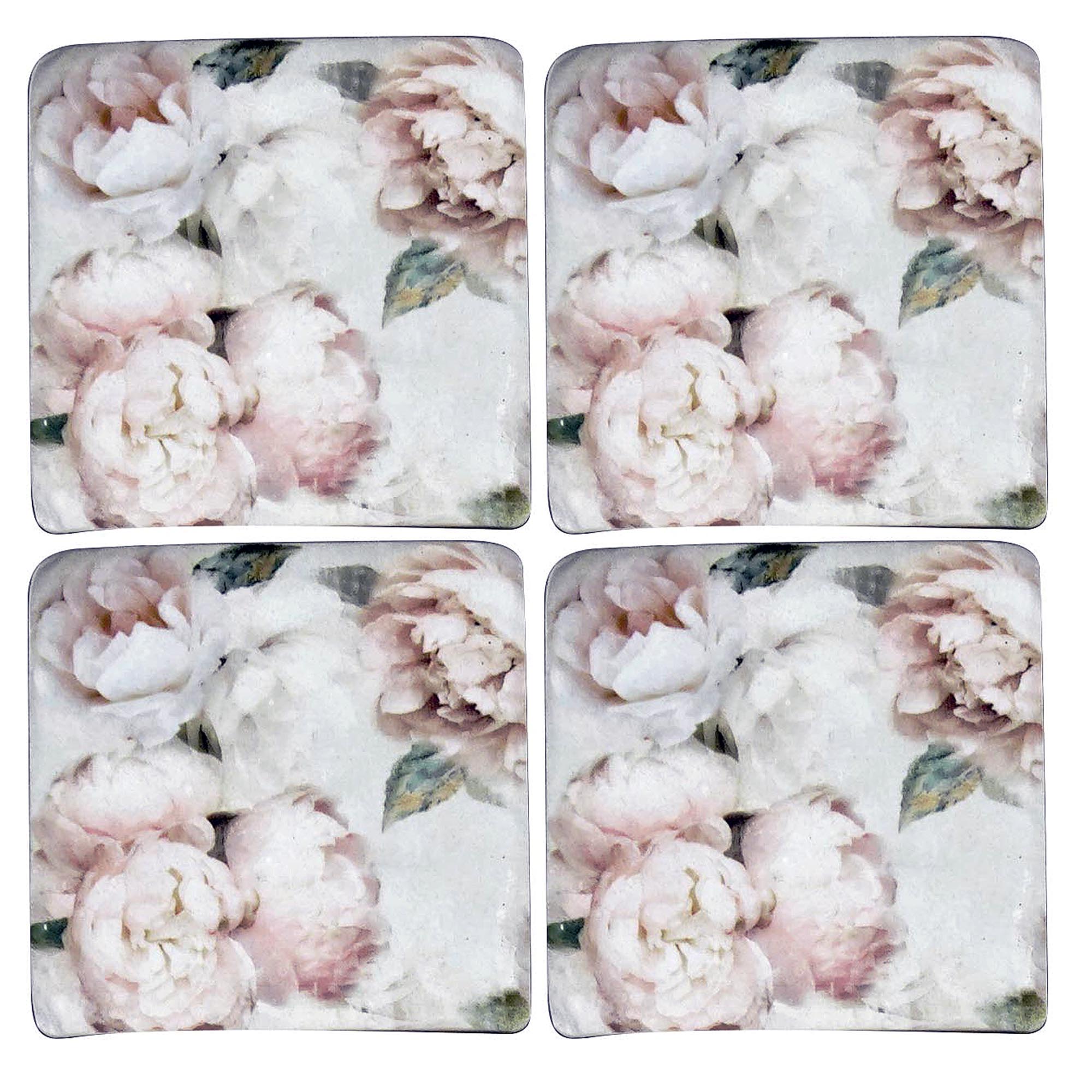 S/4 Vintage Roses Resin Coasters 10x10cm 10x10 cm