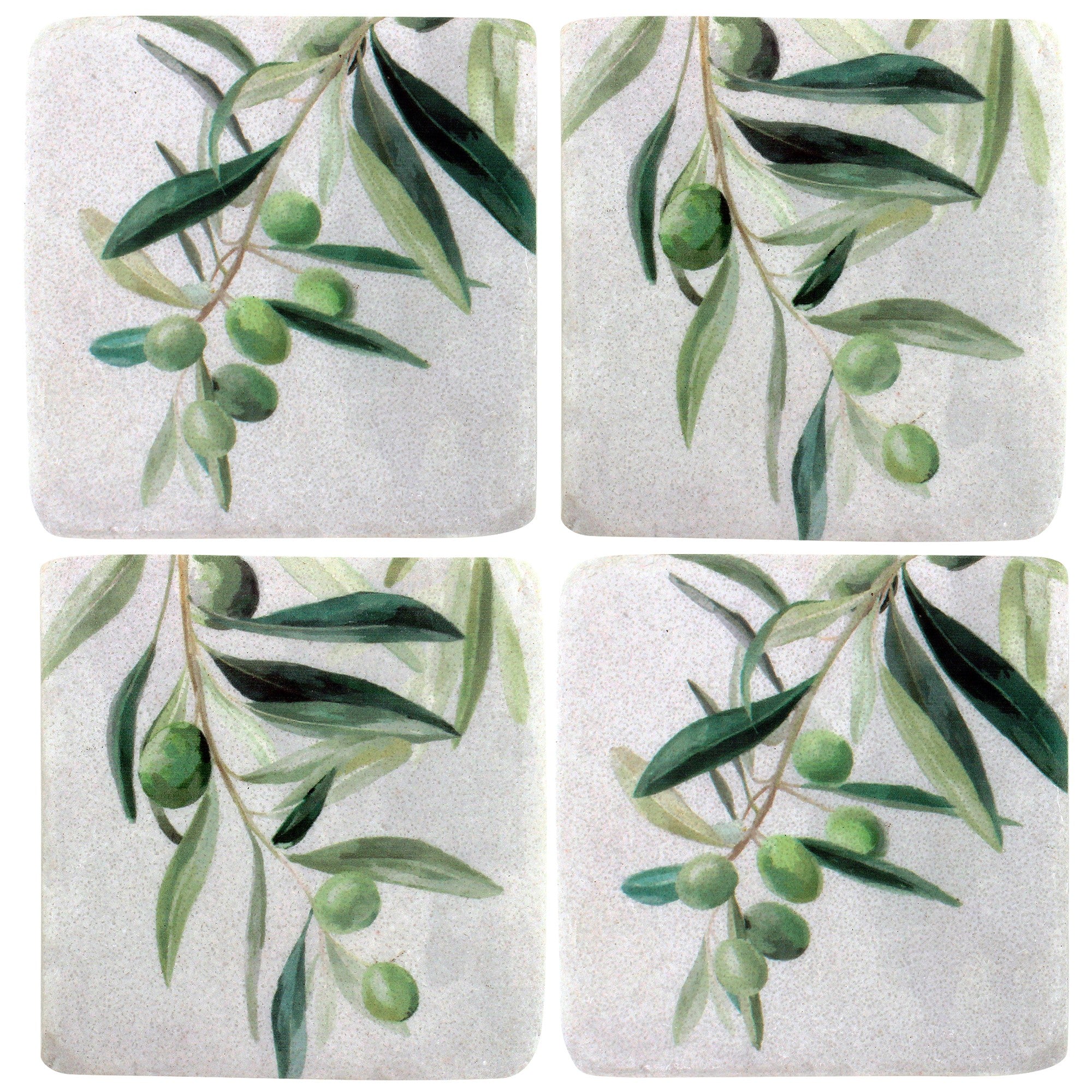 S/4 Olive Branch Resin Coasters 10x10cm 10x10 cm