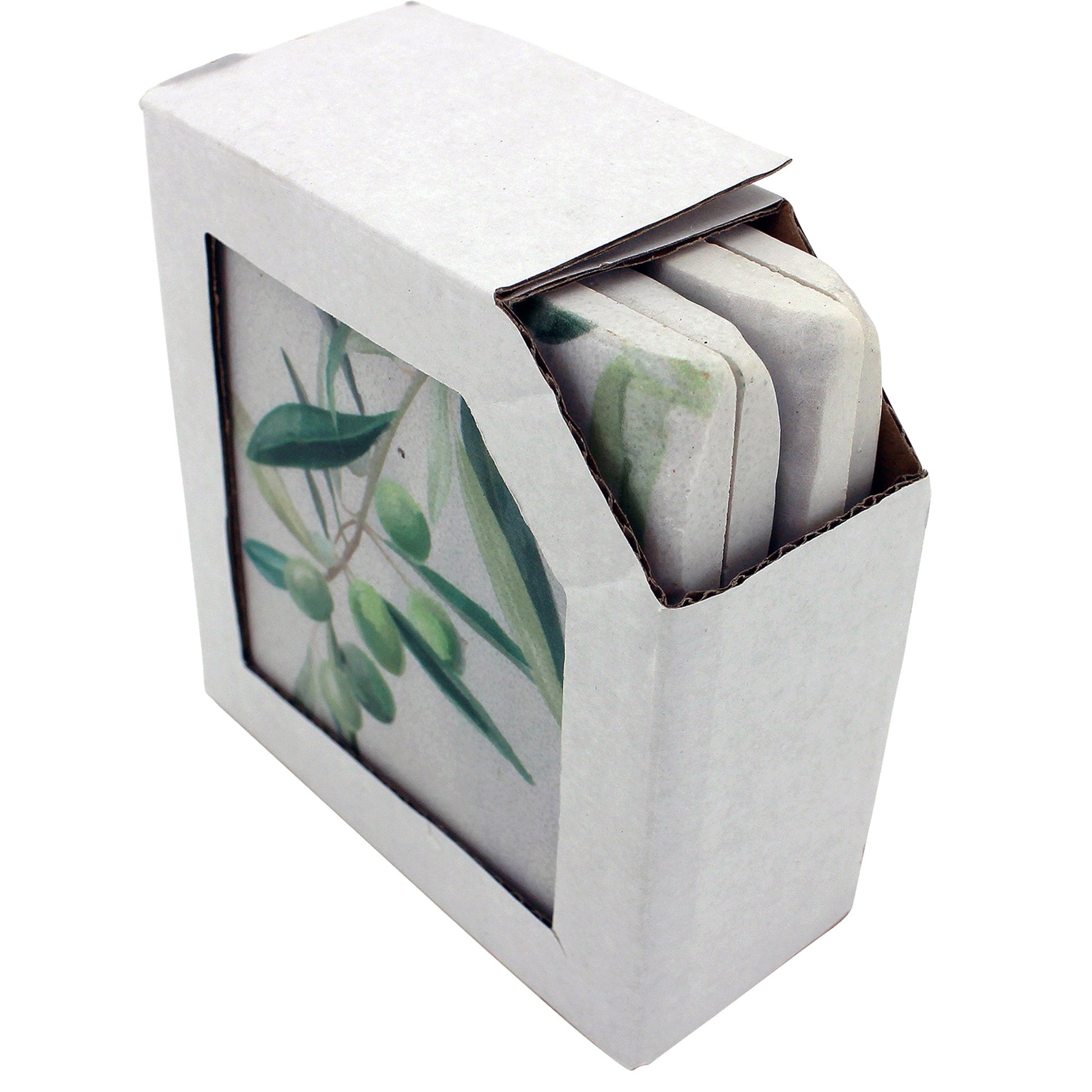 S/4 Olive Branch Resin Coasters 10x10cm 10x10 cm
