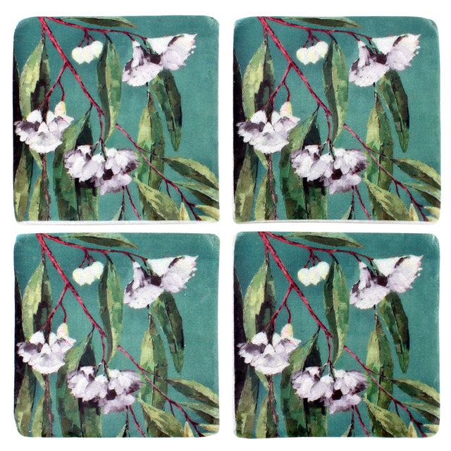 S/4 Gum Flower Resin Coasters 10x10cm 10x10 cm