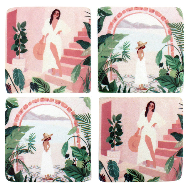 S/4 Leisure Life Resin Coasters 10x10cm 10x10 cm